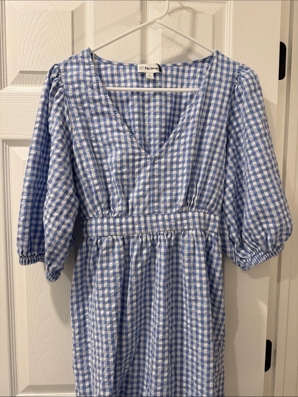 The Drop Blue Gingham Maxi Dress with V-Neck